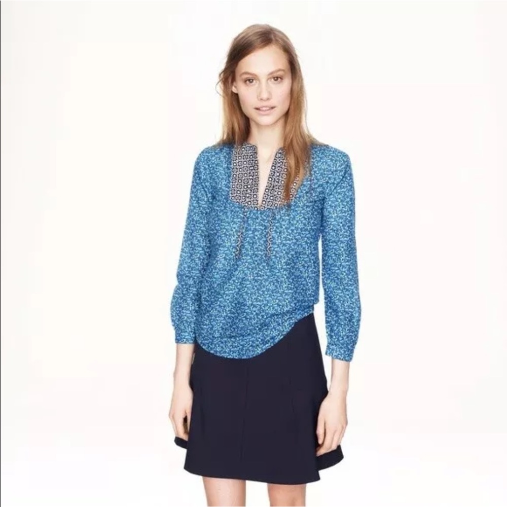 J.Crew SilkCotton Floral 3/4 Sleeve Top